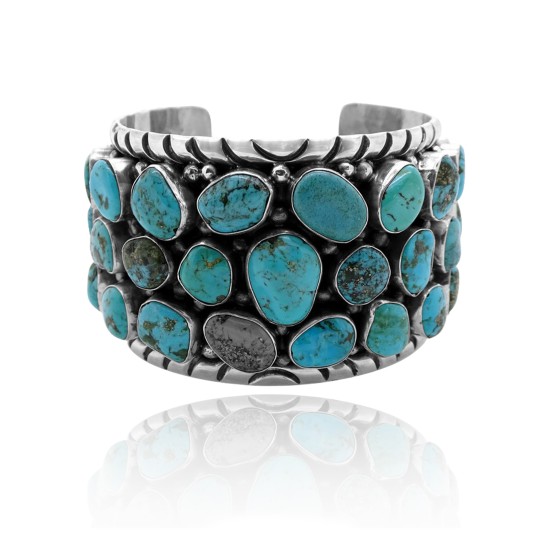 Huge .925 Sterling Silver Certified Authentic Navajo Native American Natural Turquoise Cuff Bracelet 32112 Huge .925 Sterling Silver Certified Authentic Navajo Native American Natural Turquoise Cuff Bracelet 32112