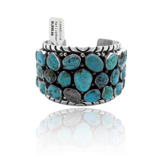 Huge .925 Sterling Silver Certified Authentic Navajo Native American Natural Turquoise Cuff Bracelet 32112 Huge .925 Sterling Silver Certified Authentic Navajo Native American Natural Turquoise Cuff Bracelet 32112