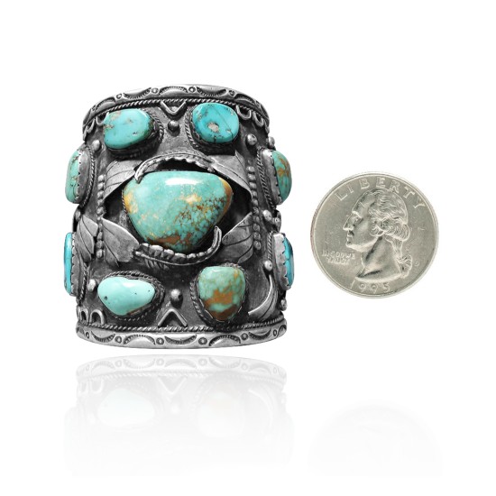 Huge .925 Sterling Silver Certified Authentic Navajo Native American Natural Turquoise Cuff Bracelet 32114 Huge .925 Sterling Silver Certified Authentic Navajo Native American Natural Turquoise Cuff Bracelet 32114