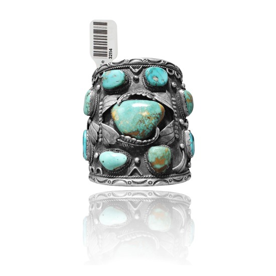 Huge .925 Sterling Silver Certified Authentic Navajo Native American Natural Turquoise Cuff Bracelet 32114 Huge .925 Sterling Silver Certified Authentic Navajo Native American Natural Turquoise Cuff Bracelet 32114