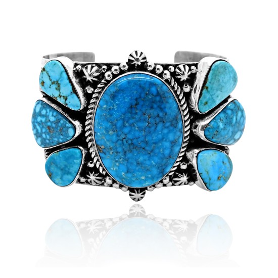 One of a Kind .925 Sterling Silver Certified Authentic Navajo Native American Natural Turquoise Cuff Bracelet 32115 One of a Kind .925 Sterling Silver Certified Authentic Navajo Native American Natural Turquoise Cuff Bracelet 32115