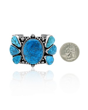 One of a Kind .925 Sterling Silver Certified Authentic Navajo Native American Natural Turquoise Cuff Bracelet 32115 One of a Kind .925 Sterling Silver Certified Authentic Navajo Native American Natural Turquoise Cuff Bracelet 32115