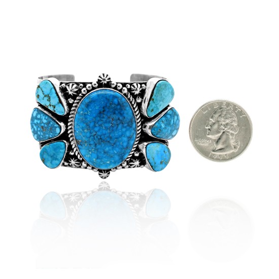 One of a Kind .925 Sterling Silver Certified Authentic Navajo Native American Natural Turquoise Cuff Bracelet 32115 One of a Kind .925 Sterling Silver Certified Authentic Navajo Native American Natural Turquoise Cuff Bracelet 32115