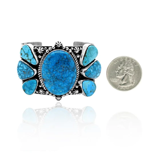 One of a Kind .925 Sterling Silver Navajo Native American Natural Turquoise Cuff Bracelet 32115 One of a Kind .925 Sterling Silver Navajo Native American Natural Turquoise Cuff Bracelet 32115