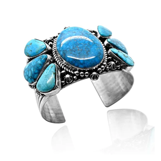 One of a Kind .925 Sterling Silver Navajo Native American Natural Turquoise Cuff Bracelet 32115 One of a Kind .925 Sterling Silver Navajo Native American Natural Turquoise Cuff Bracelet 32115