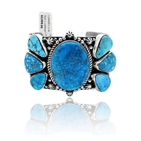 One of a Kind .925 Sterling Silver Navajo Native American Natural Turquoise Cuff Bracelet 32115 One of a Kind .925 Sterling Silver Navajo Native American Natural Turquoise Cuff Bracelet 32115