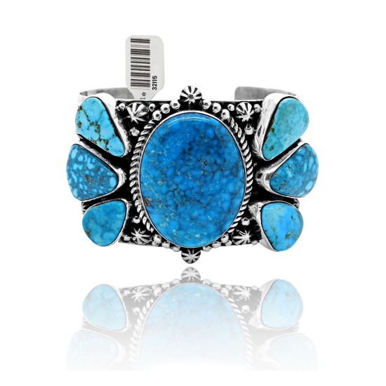 One of a Kind .925 Sterling Silver Certified Authentic Navajo Native American Natural Turquoise Cuff Bracelet 32115 One of a Kind .925 Sterling Silver Certified Authentic Navajo Native American Natural Turquoise Cuff Bracelet 32115
