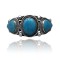 3 Stone .925 Sterling Silver Certified Authentic Navajo Native American Natural Turquoise Cuff Bracelet 32119