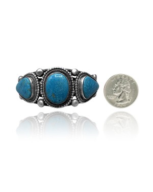 3 Stone .925 Sterling Silver Certified Authentic Navajo Native American Natural Turquoise Cuff Bracelet 32119 3 Stone .925 Sterling Silver Certified Authentic Navajo Native American Natural Turquoise Cuff Bracelet 32119
