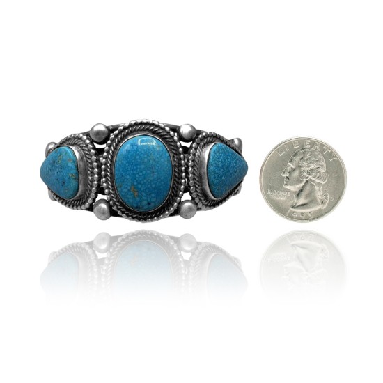 3 Stone .925 Sterling Silver Certified Authentic Navajo Native American Natural Turquoise Cuff Bracelet 32119 3 Stone .925 Sterling Silver Certified Authentic Navajo Native American Natural Turquoise Cuff Bracelet 32119