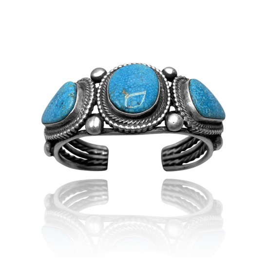 3 Stone .925 Sterling Silver Certified Authentic Navajo Native American Natural Turquoise Cuff Bracelet 32119 3 Stone .925 Sterling Silver Certified Authentic Navajo Native American Natural Turquoise Cuff Bracelet 32119