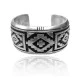 Detailed .925 Sterling Silver Navajo Native American Overlay Cuff Bracelet 32120