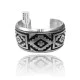 Detailed .925 Sterling Silver Navajo Native American Overlay Cuff Bracelet 32120