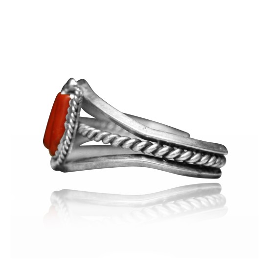 Double Stone .925 Sterling Silver Certified Authentic Navajo Native American Red Coral Cuff Bracelet 32121 Double Stone .925 Sterling Silver Certified Authentic Navajo Native American Red Coral Cuff Bracelet 32121