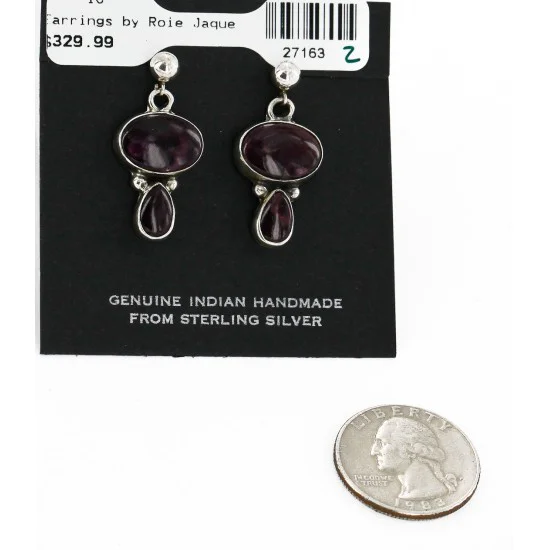 Handmade Navajo .925 Sterling Silver Natural Sugilite Native American Stud Earrings 27163-2 Handmade Navajo .925 Sterling Silver Natural Sugilite Native American Stud Earrings 27163-2