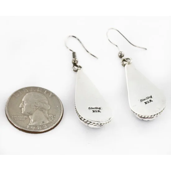 Handmade Navajo .925 Sterling Silver Dangle Native American Earrings Natural Lapis 18046 Handmade Navajo .925 Sterling Silver Dangle Native American Earrings Natural Lapis 18046