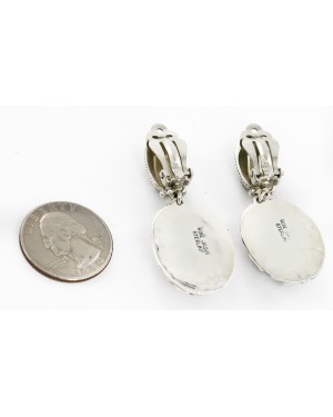 Certified Authentic Handmade Navajo .925 Sterling Silver Natural Spiderweb Turquoise Clip Dangle Native American Earrings 27172