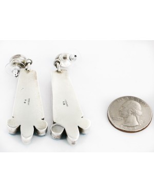 Certified Authentic Handmade Signed Navajo .925 Sterling Silver Native American Earrings Natural Turquoise Spiny Oyster Dangle Earrings 17901 Certified Authentic Handmade Signed Navajo .925 Sterling Silver Native American Earrings Natural Turquoise Spiny Oyster Dangle Earrings 17901