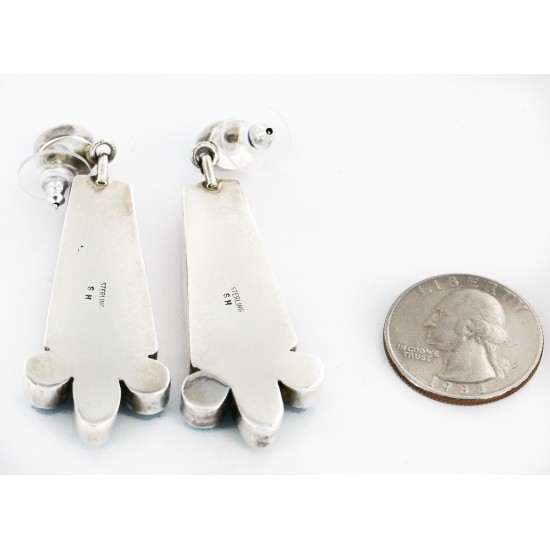 Certified Authentic Handmade Signed Navajo .925 Sterling Silver Native American Earrings Natural Turquoise Spiny Oyster Dangle Earrings 17901 Certified Authentic Handmade Signed Navajo .925 Sterling Silver Native American Earrings Natural Turquoise Spiny Oyster Dangle Earrings 17901