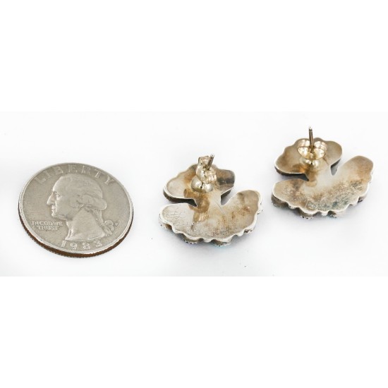 Handmade Certified Authentic Petit Point Zuni .925 Sterling Silver Natural Multicolor Stud Native American Earrings 27127-0