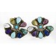 Handmade Certified Authentic Petit Point Zuni .925 Sterling Silver Natural Multicolor Stud Native American Earrings 27127-0