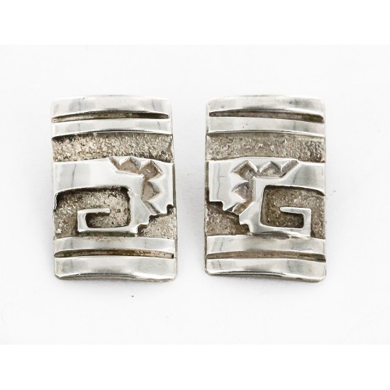 Rare Certified Authentic Handmade Navajo .925 Sterling Silver Clip Native American Earrings 1 17938-1