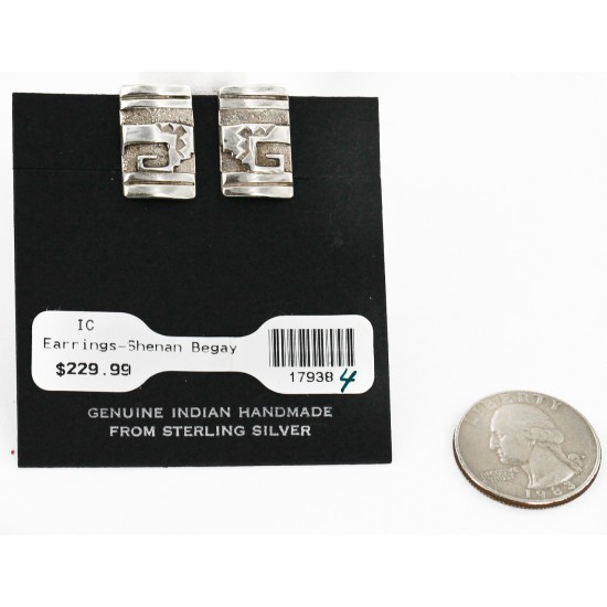 Rare Certified Authentic Handmade Navajo .925 Sterling Silver Clip Native American Earrings 1 17938-1