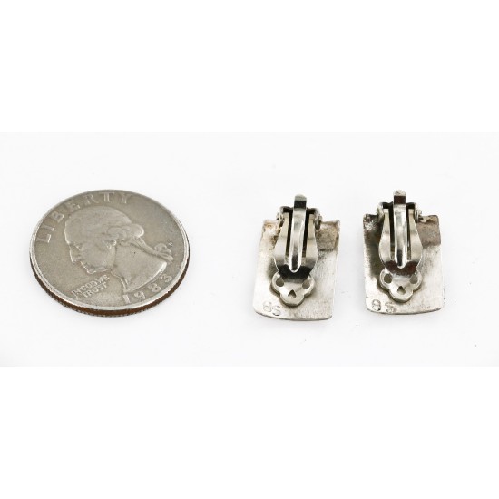 Rare Certified Authentic Handmade Navajo .925 Sterling Silver Clip Native American Earrings 1 17938-1