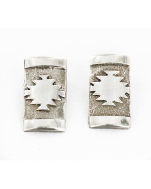 Rare Certified Authentic Handmade Navajo .925 Sterling Silver Clip Native American Earrings 17938-3