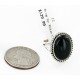 .925 Sterling Silver Handmade Certified Authentic Navajo Natural Black Onyx Oval Native American Ring  16998-2