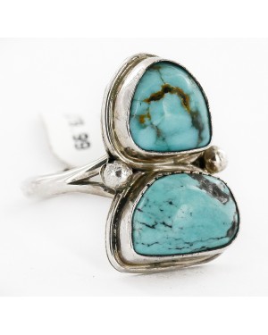 .925 Sterling Silver Handmade Certified Authentic Navajo Natural Turquoise Native American Ring 16903-2 .925 Sterling Silver Handmade Certified Authentic Navajo Natural Turquoise Native American Ring 16903-2