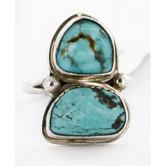 .925 Sterling Silver Handmade Certified Authentic Navajo Natural Turquoise Native American Ring 16903-2 .925 Sterling Silver Handmade Certified Authentic Navajo Natural Turquoise Native American Ring 16903-2