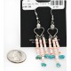 Certified Authentic Handmade Heart Navajo .925 Sterling Silver Dangle Native American Earrings Natural Turquoise Heishi 18024