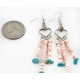 Certified Authentic Handmade Heart Navajo .925 Sterling Silver Dangle Native American Earrings Natural Turquoise Heishi 18024