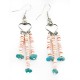 Certified Authentic Handmade Heart Navajo .925 Sterling Silver Dangle Native American Earrings Natural Turquoise Heishi 18024