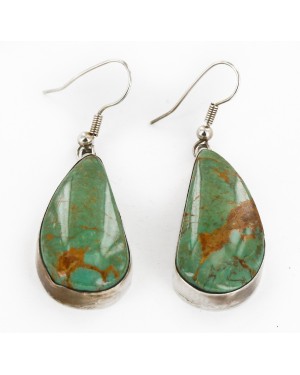 Certified Authentic Handmade Signed Navajo .925 Sterling Silver Dangle Native American Earrings Natural Turquoise 17952