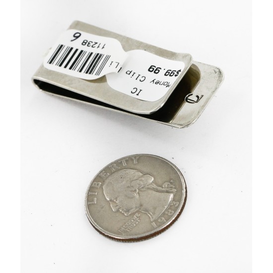 Handmade Certified Authentic Navajo Nickel and .925 Sterling Silver Natural Turquoise Native American Money Clip 11238-6