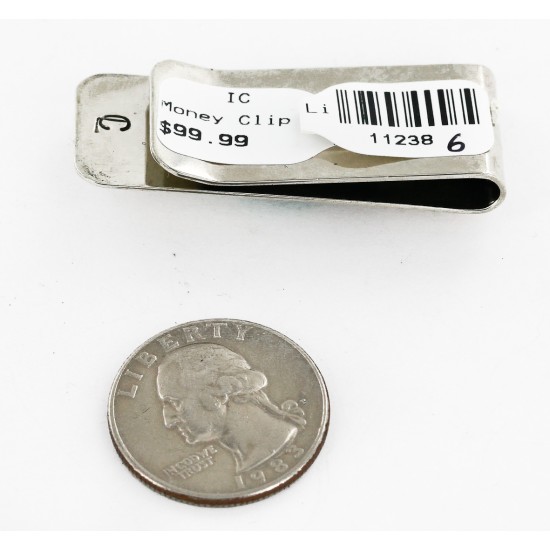 Handmade Certified Authentic Navajo Nickel and .925 Sterling Silver Natural Turquoise Native American Money Clip 11238-6