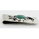Handmade Certified Authentic Navajo Nickel and .925 Sterling Silver Natural Turquoise Native American Money Clip 11238-6
