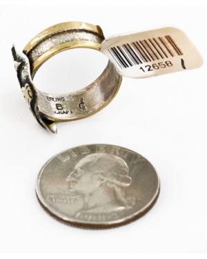 Rare 12kt Gold Filled 925 Sterling Silver Horse Handmade Certified Authentic Navajo Native American Ring  12658-1
