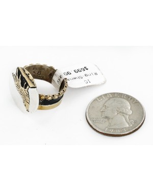 Rare 12kt Gold Filled 925 Sterling Silver Wolf Handmade Certified Authentic Navajo Native American Ring  12657-1