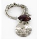 Vintage Style OLD Buffalo Coin Certified Authentic Navajo .925 Sterling Silver Natural Purple Spiny Oyster Native American Keychain 10336-5