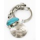 Vintage Style OLD Buffalo Coin Certified Authentic Navajo .925 Sterling Silver Natural Turquoise Native American Keychain 10336-2