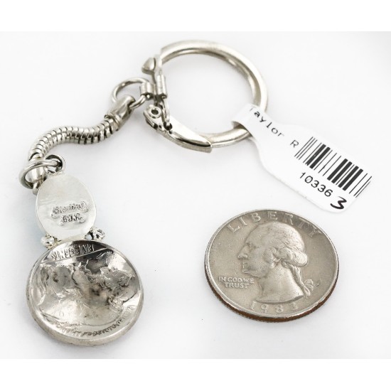 Vintage Style OLD Buffalo Coin Certified Authentic Navajo .925 Sterling Silver Natural Turquoise Native American Keychain 10336-3 Vintage Style OLD Buffalo Coin Certified Authentic Navajo .925 Sterling Silver Natural Turquoise Native American Keychain 10336-3