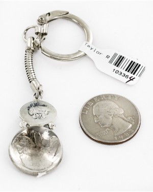 Vintage Style OLD Buffalo Coin Certified Authentic Navajo .925 Sterling Silver Natural Turquoise Native American Keychain 10336-4