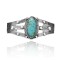 Dotted .925 Sterling Silver Certified Authentic Navajo Native American Natural Turquoise Cuff Bracelet 32124