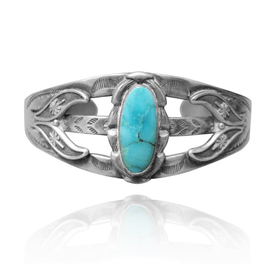 Wave .925 Sterling Silver Certified Authentic Navajo Native American Natural Turquoise Cuff Bracelet 32125 Wave .925 Sterling Silver Certified Authentic Navajo Native American Natural Turquoise Cuff Bracelet 32125