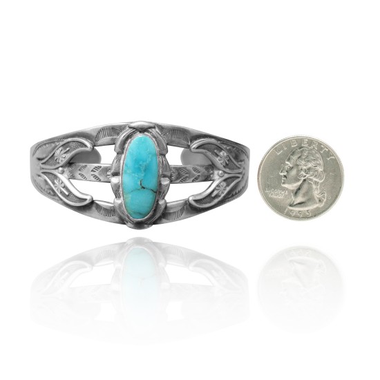 Wave .925 Sterling Silver Certified Authentic Navajo Native American Natural Turquoise Cuff Bracelet 32125 Wave .925 Sterling Silver Certified Authentic Navajo Native American Natural Turquoise Cuff Bracelet 32125