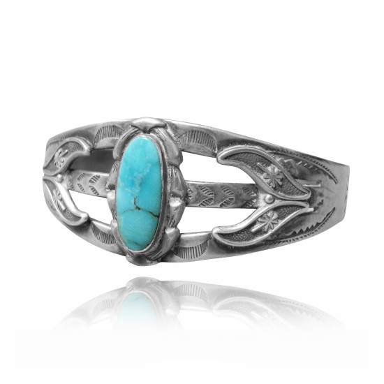 Wave .925 Sterling Silver Certified Authentic Navajo Native American Natural Turquoise Cuff Bracelet 32125 Wave .925 Sterling Silver Certified Authentic Navajo Native American Natural Turquoise Cuff Bracelet 32125