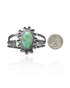 Sun .925 Sterling Silver Certified Authentic Navajo Native American Natural Turquoise Cuff Bracelet 32126 Sun .925 Sterling Silver Certified Authentic Navajo Native American Natural Turquoise Cuff Bracelet 32126